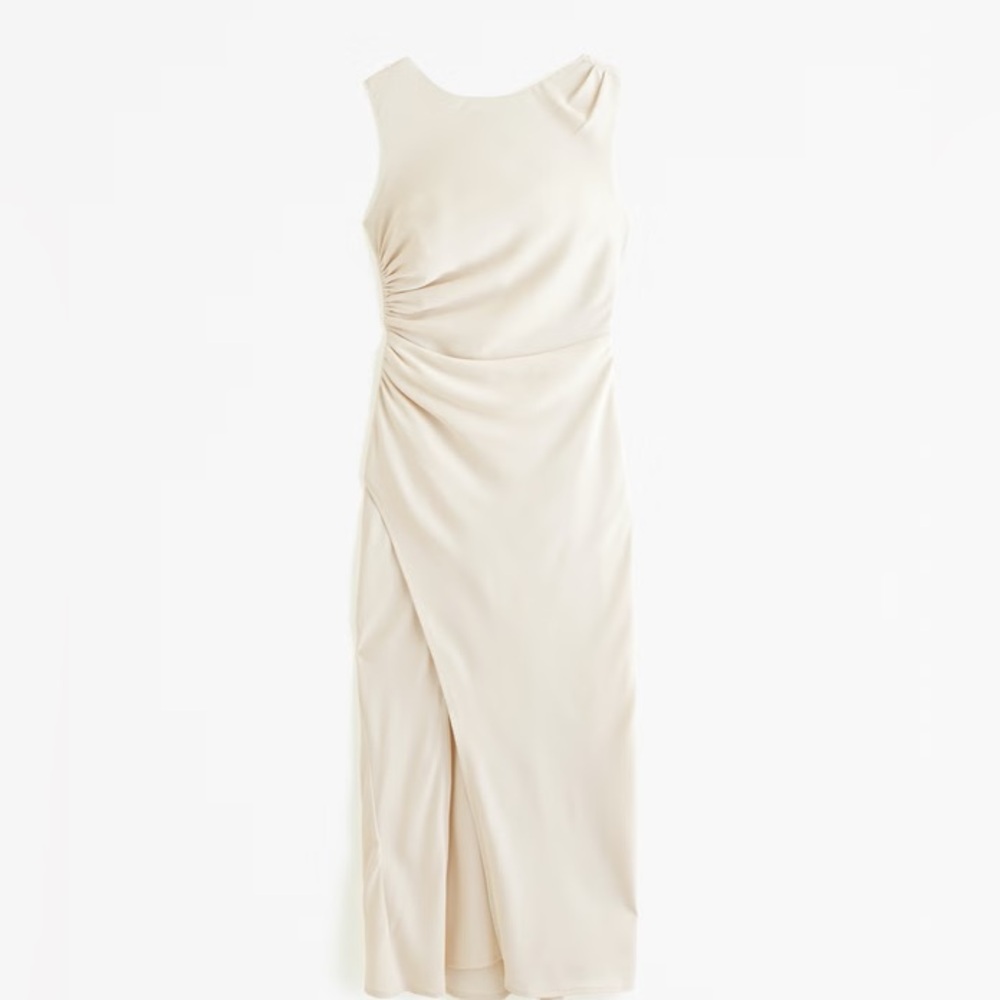 Abercrombie & Fitch Draped High-Neck Shell Midi Dress